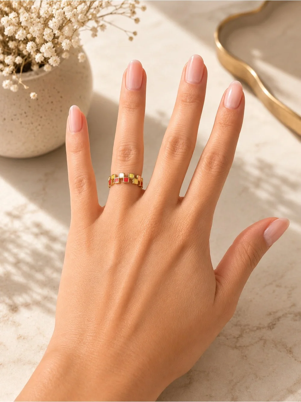 Hey Harper Whoopi Ring Size 6 Gold-Tone Colorful Enamel Stack Ring